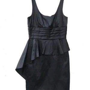 BCBG Satin Black Peplum Cocktail Dress